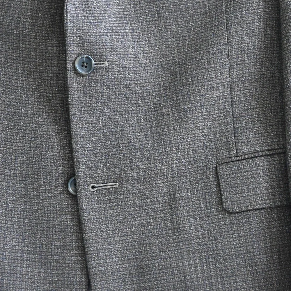 Jos A Bank 46L Brown Check‎ 100% Wool Mens Blazer Suit Jacket Sport Coat